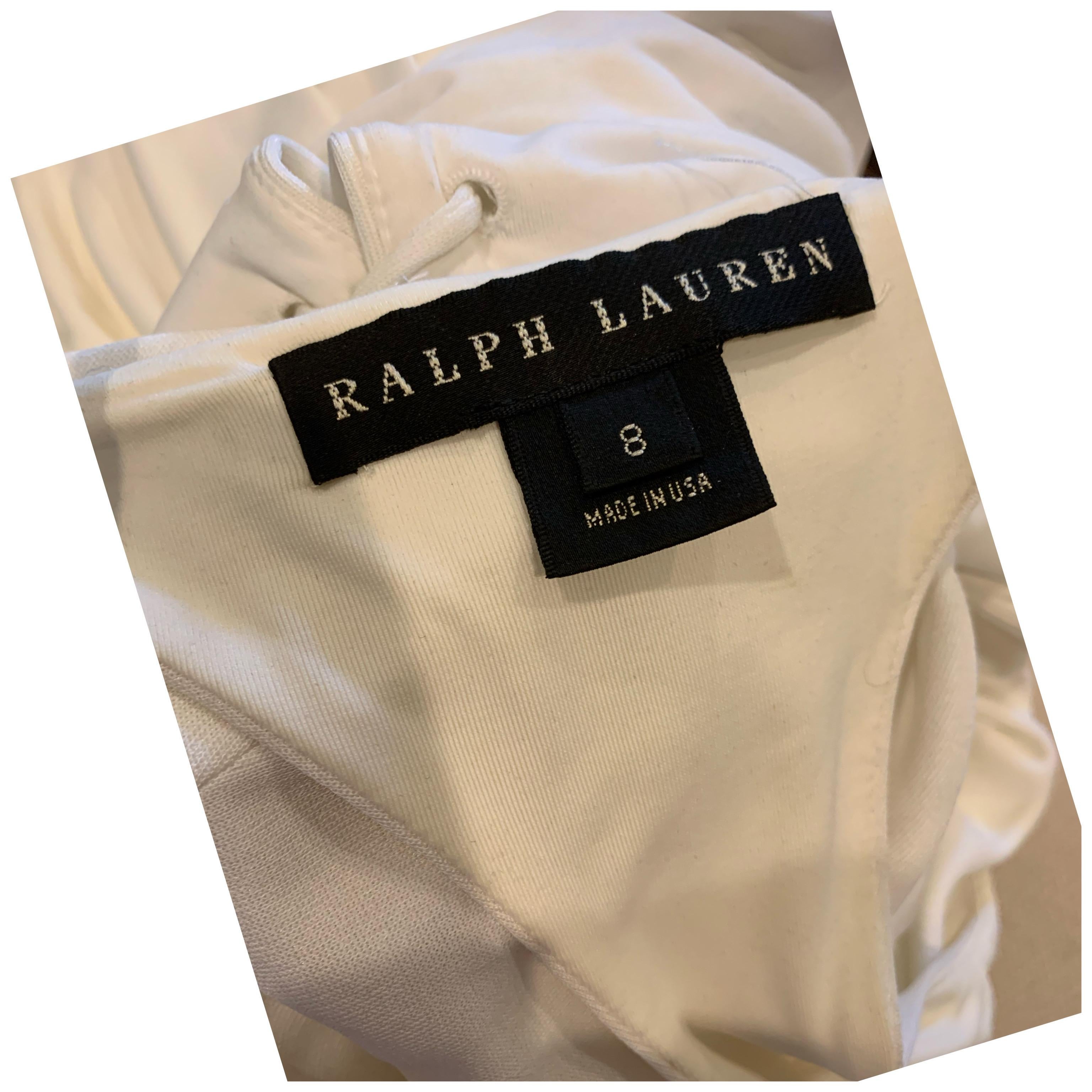 Ralph Lauren Collection White Matte Jersey Long Dress With Racer Back Size 8 For Sale 5