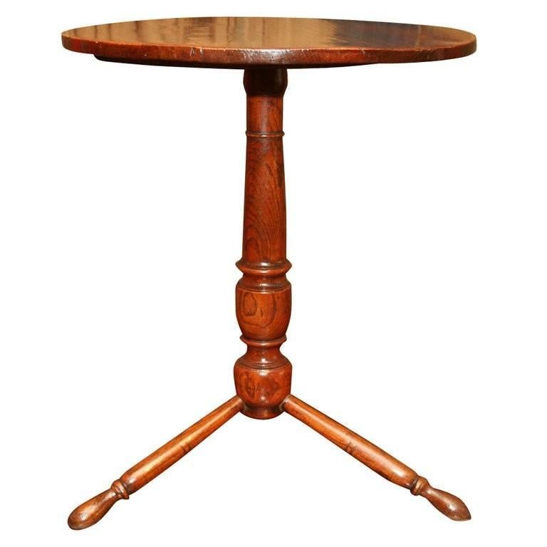 Rare 18th Century English Elm Turned Leg Table