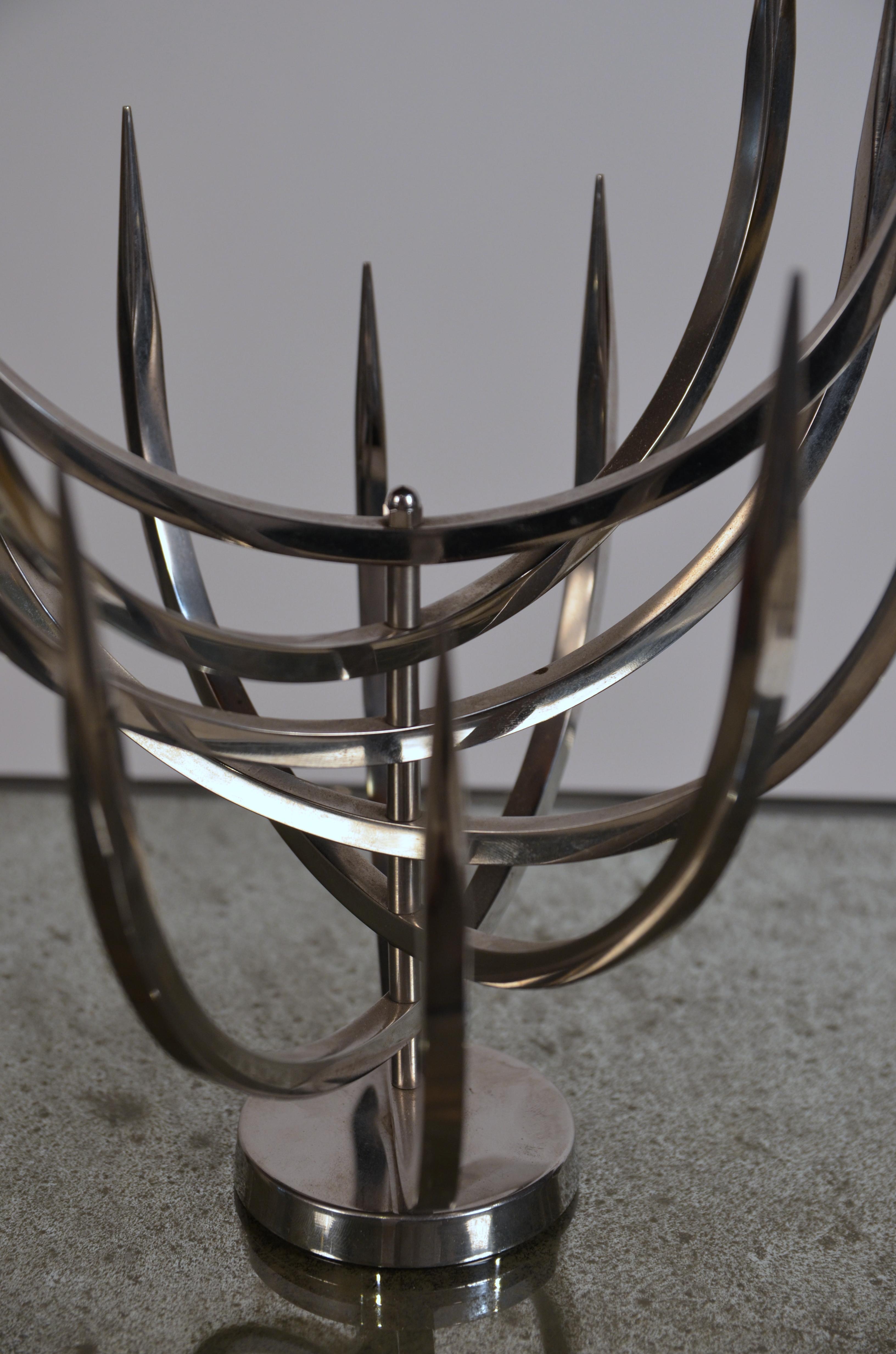 Rare Polished Stainless Steel Candle Tree by Xavier Feal In Excellent Condition For Sale In Los Angeles, CA