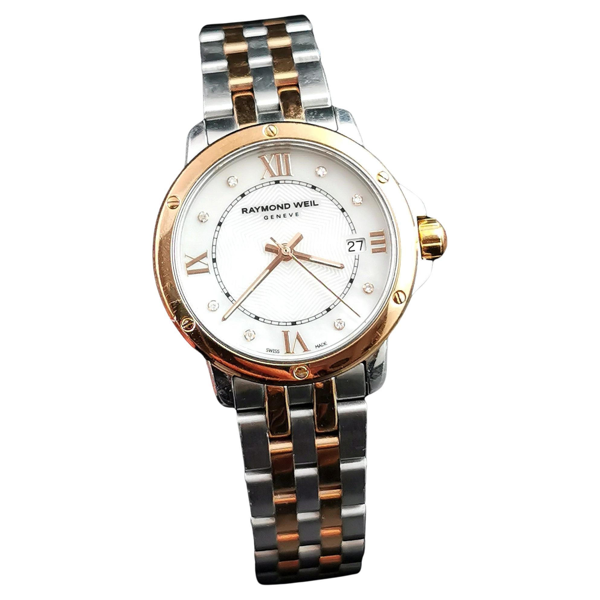 Raymond Weil ladies Maestro wristwatch, rose gold plate stainless steel, Diamond