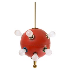 Oscar Torlasco Red Space Age 551 Pendant, Italy 1960's