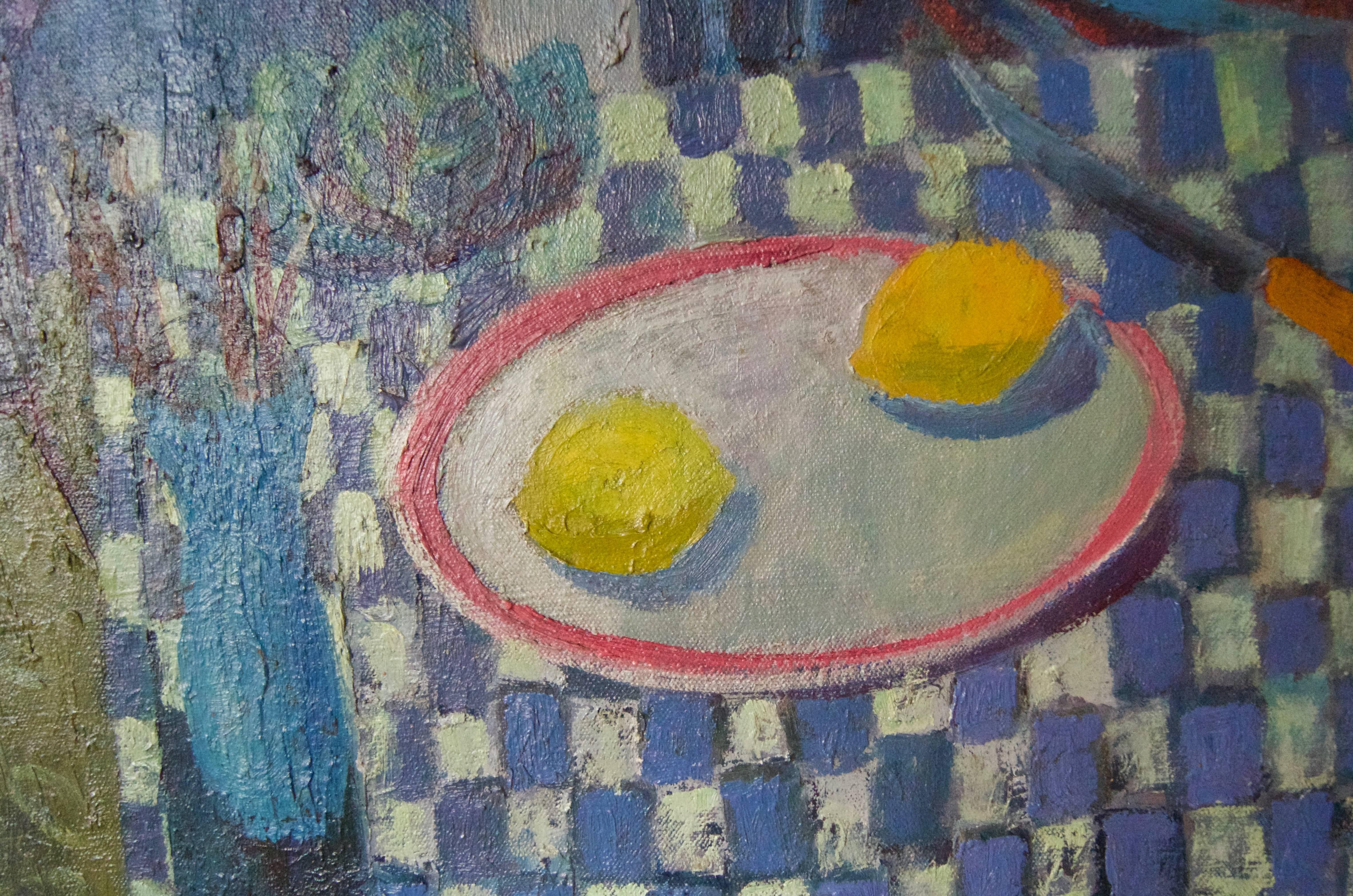 Painting in the Kitchen - Late 20th Century Oil of Artist Working by Ruth Burden For Sale 2