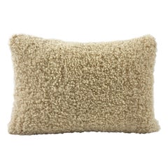 Shearling Sheepskin Pillow, Dark Linen Boucle - 35x50cm