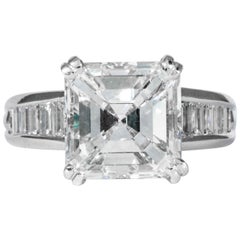 Shreve, Crump & Low GIA Certified 5.01 Carat Square Emerald Cut Diamond Ring