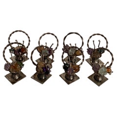 Silver Flower Basket Place Card Holders Set of 6