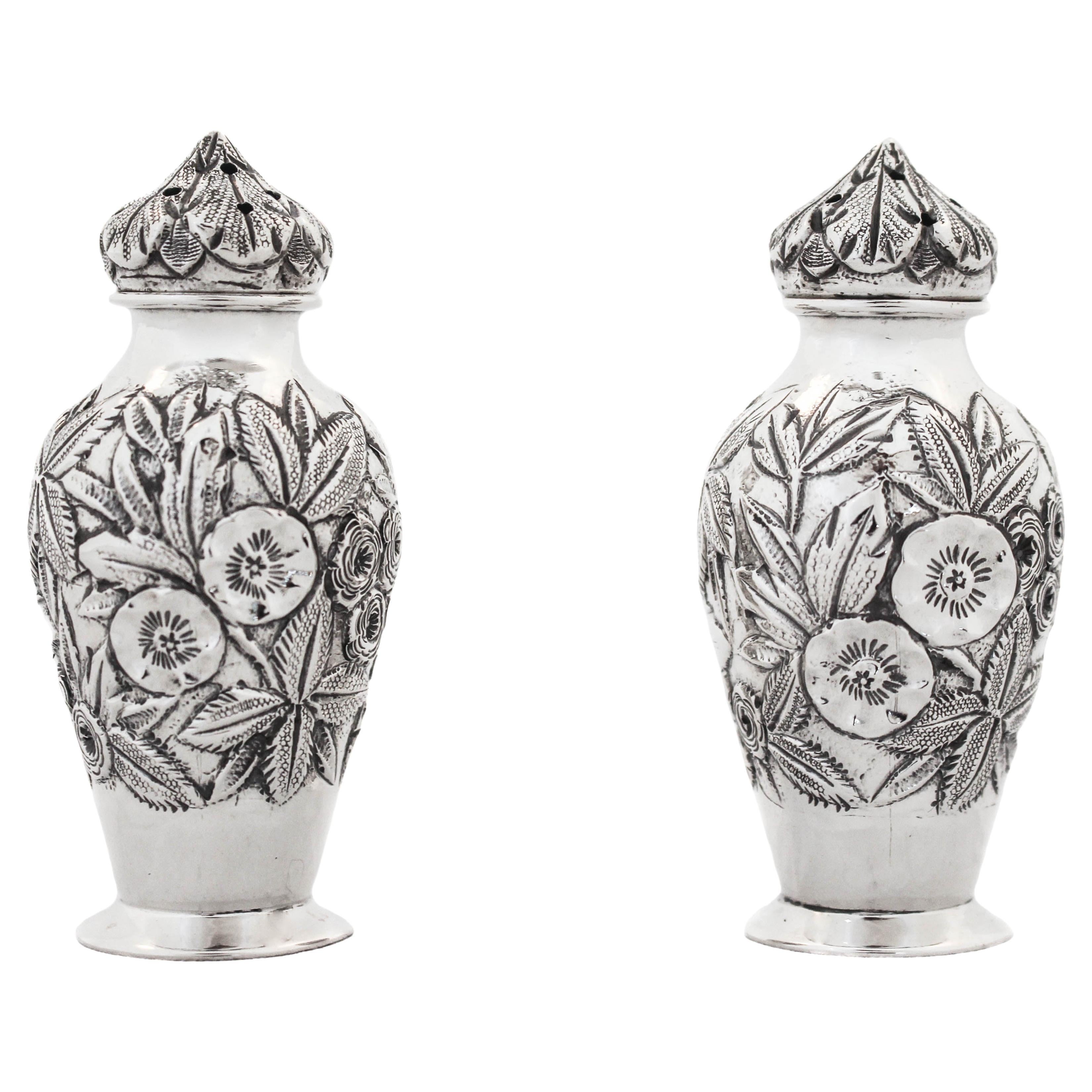 Sterling Silver Repousse Salt Shakers