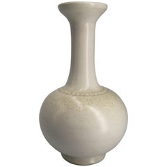 Otto Klaesson 1950s Cream White Glazed Swedish Stoneware Vase