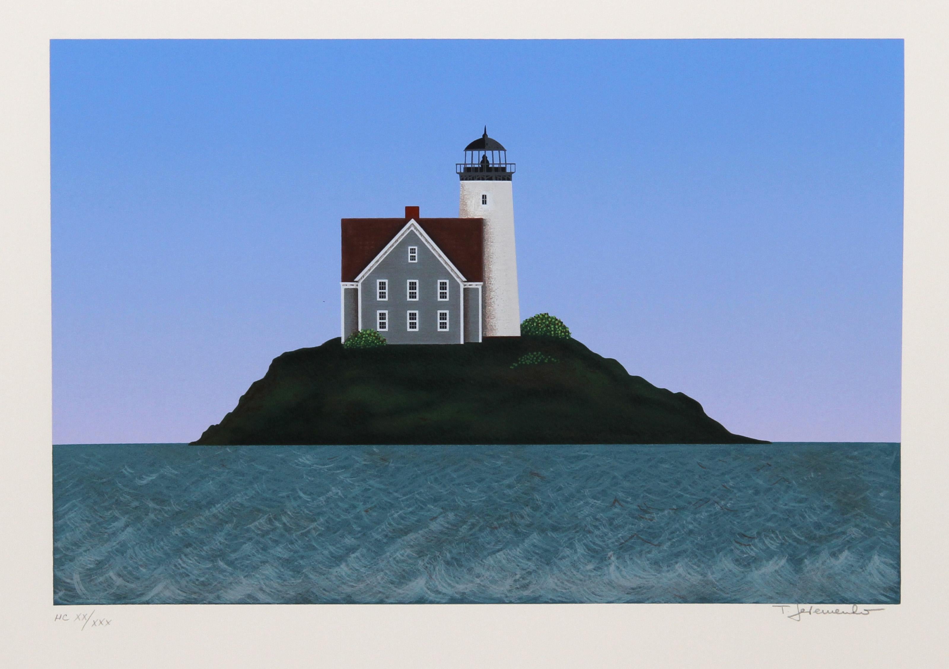 Lighthouse I, Folk Art Screenprint by Ted Jeremenko