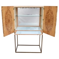 Burl Wood Dry Bar Cabinet After Milo Baughman