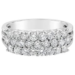 Three-Row Round Diamond Half-Way Ring