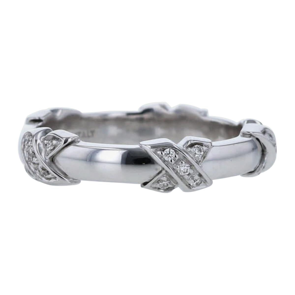 Tiffany & Co Diamond Signature X Ring in 18 Karat White Gold