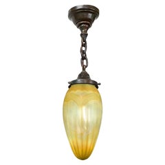 Tiffany Studios New York Single "Stalactite" Pendant Favrile Glass Light Fixture