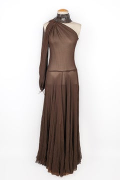 Torrente Long Brown Silk Muslin Dress, 2001