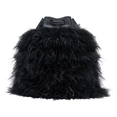 Used TYLER ELLIS Grace Bucket Small in Black Ostrich Feathers with Black Leather