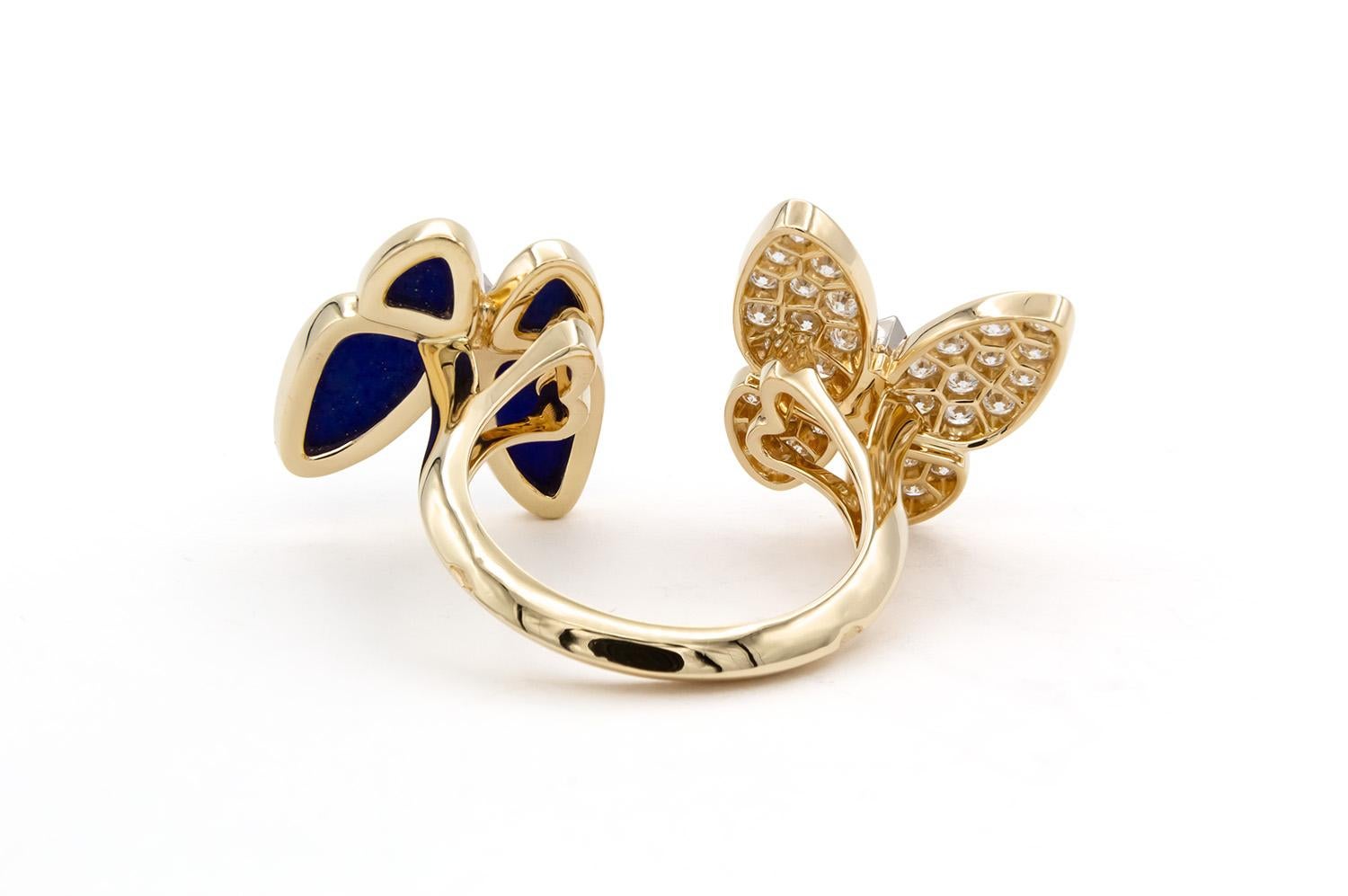 De las mujeres Van Cleef & Arpels Anillo Dos Mariposas Entre Los Dedos Diamante Lapislázuli en venta