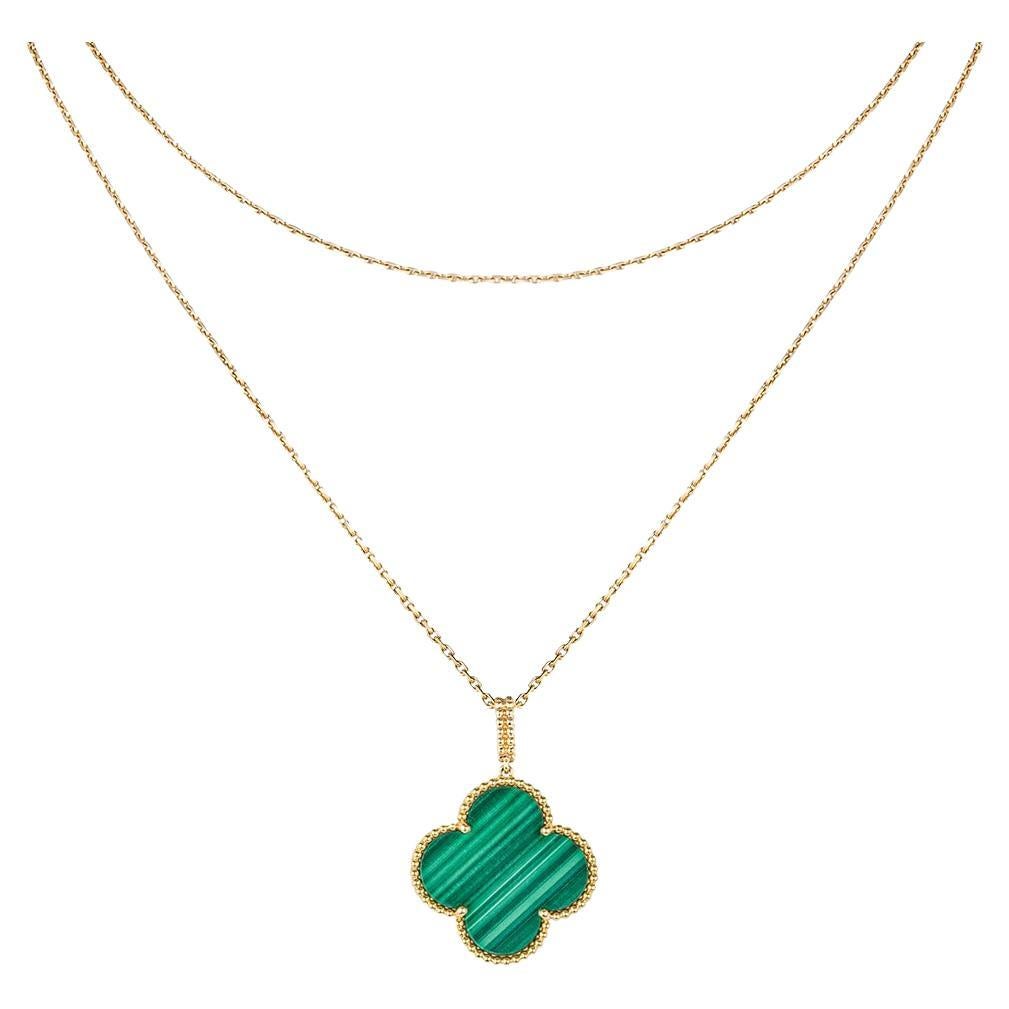 Van Cleef & Arpels Yellow Gold Malachite Magic Alhambra Long Necklace VCARO3MG00