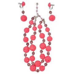 Vendome Pink Bead and Crystal Semi-Parure