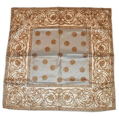 Vera Steel Gray, Brown & Ivory "Etched" Print Scarf