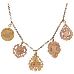 Victorian 9 Karat Rose Gold Multi-Medallion Pendant Necklace