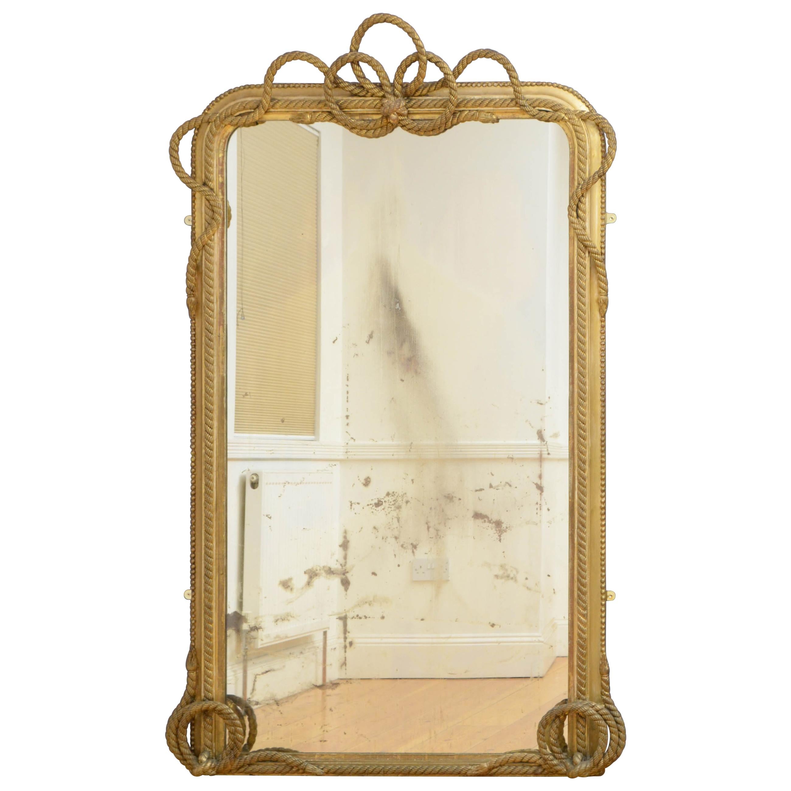 Victorian Giltwood Leaner or Wall Mirror