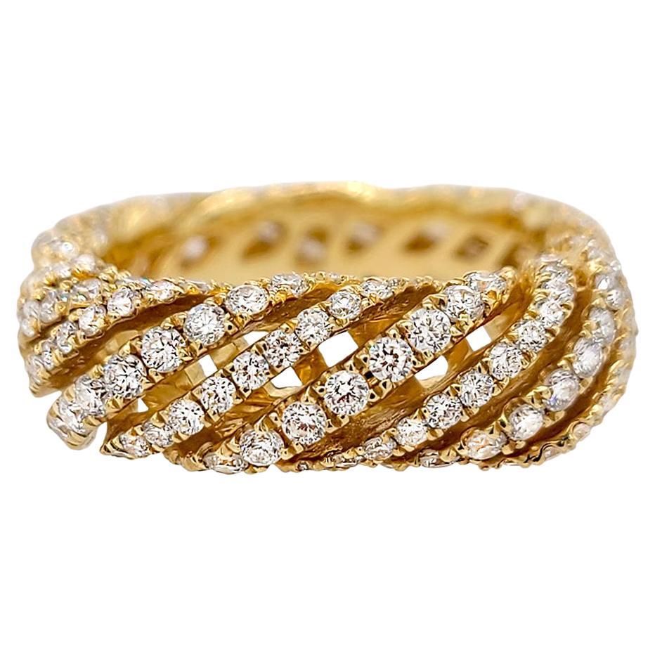 18 Karat Yellow Gold Pave Eternity Ring