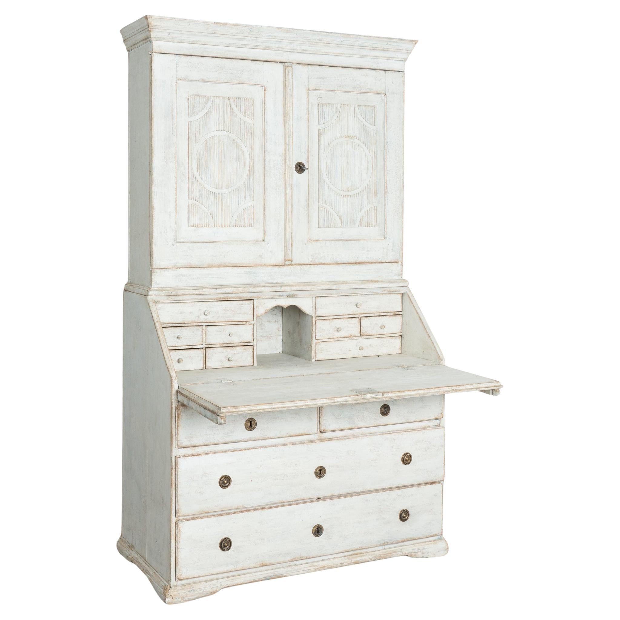 White Painted Swedish Pine Secretary, circa 1820-40