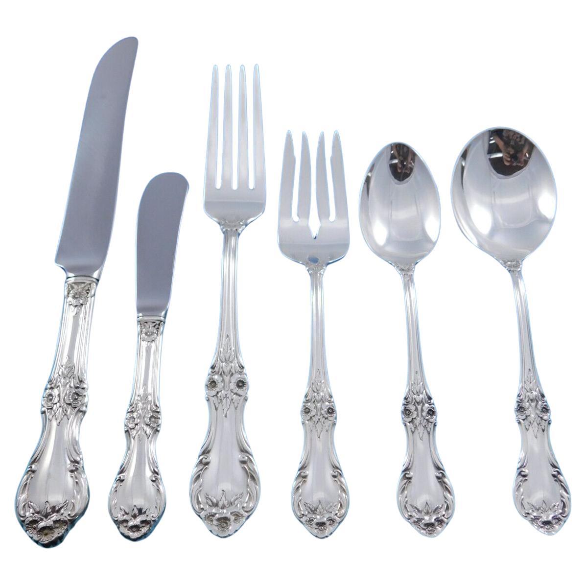 Wild Rose by International Sterling Silver Flatware Set 8 Service 52 pieces