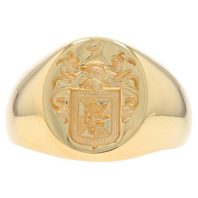 Yellow Gold Crest Signet Men's Ring - 18k Coat of Arms