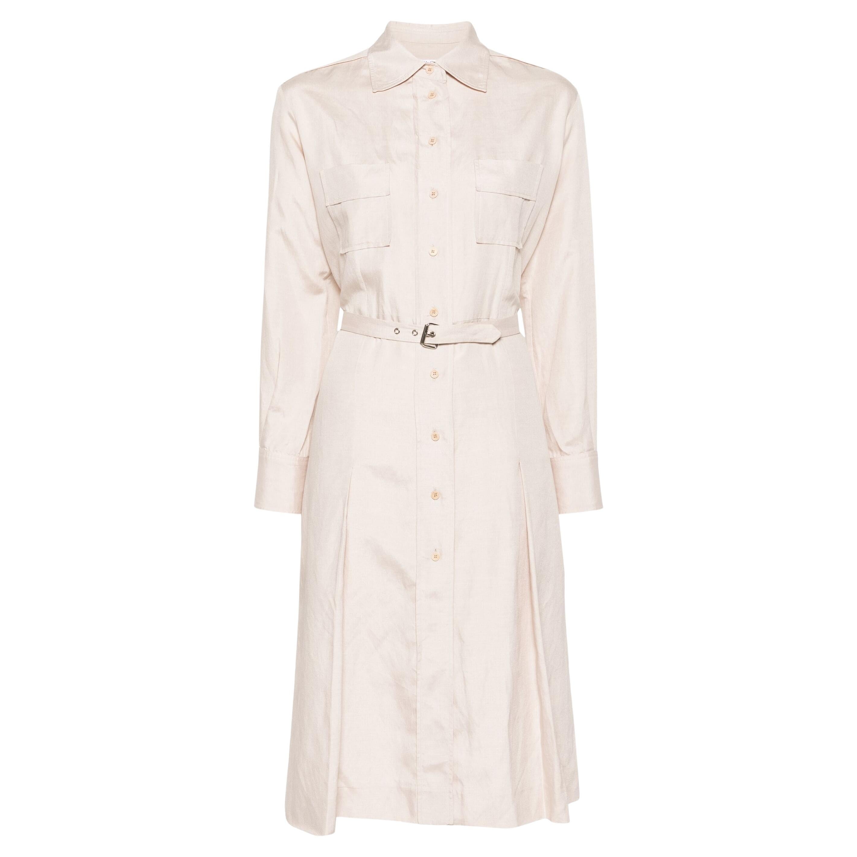 Robe chemise Yves Saint Laurent YSL en soie beige