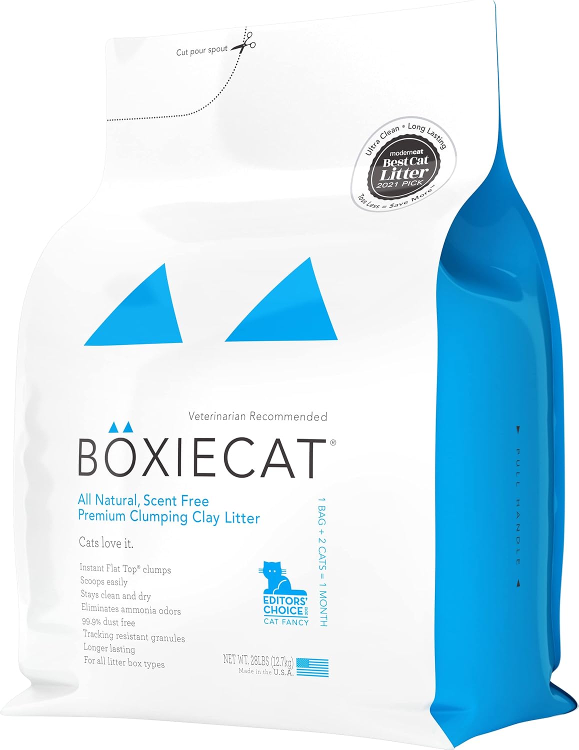 Boxie Unscented 30 Day Natural Odor Control Cat Litter, 28lb Clumping Clay Kitty Litter