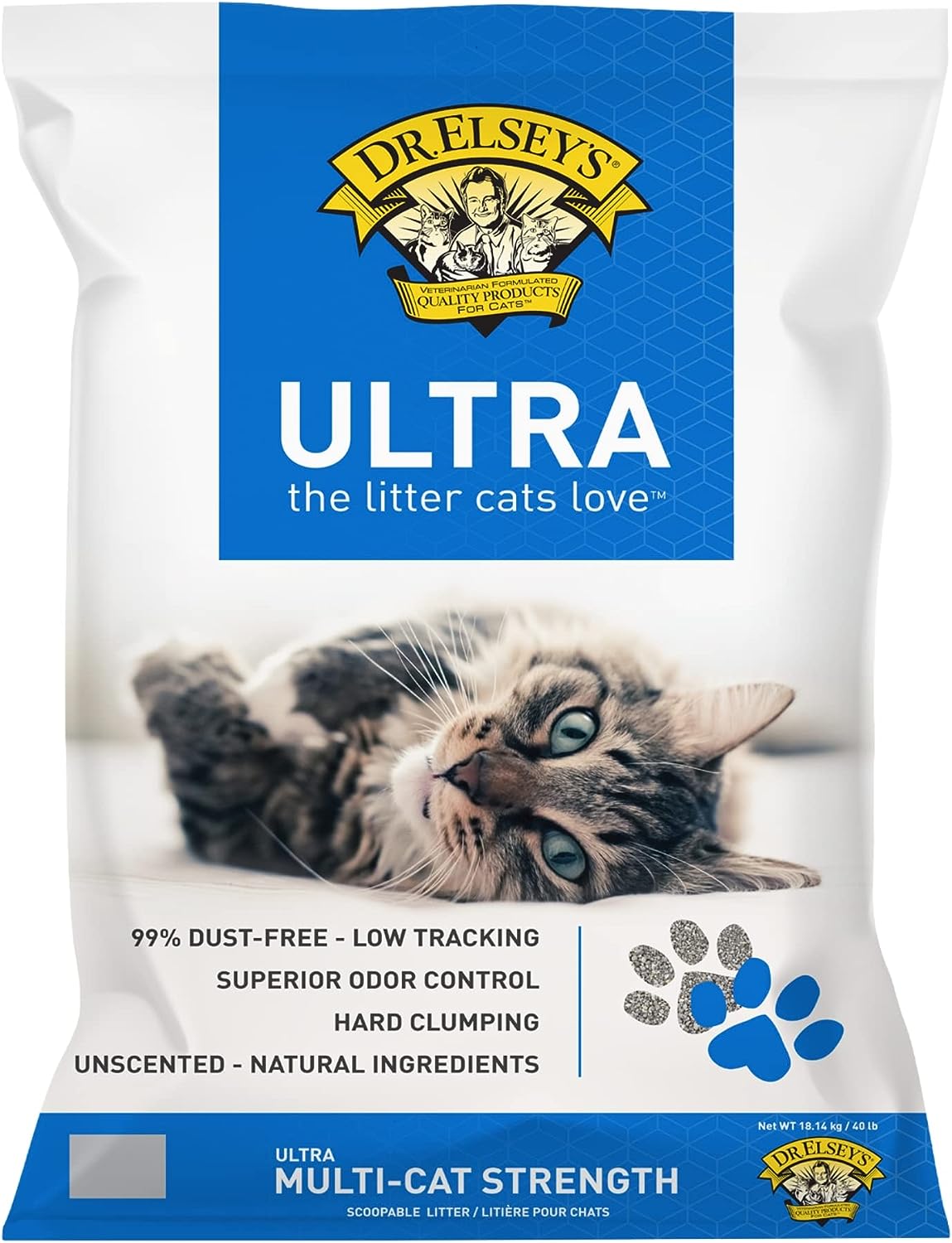 Dr. Elsey’s Premium Clumping Cat Litter - Ultra - 99.9% Dust-Free, Low Tracking, Hard Clumping, Superior Odor Control, Unscented