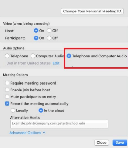 Enable telephone and computer audio