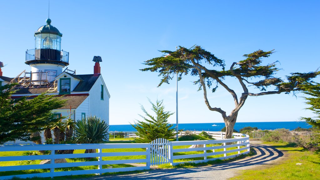 Point Pinos Lighthouse featuring a lighthouse, general coastal views and heritage architecture