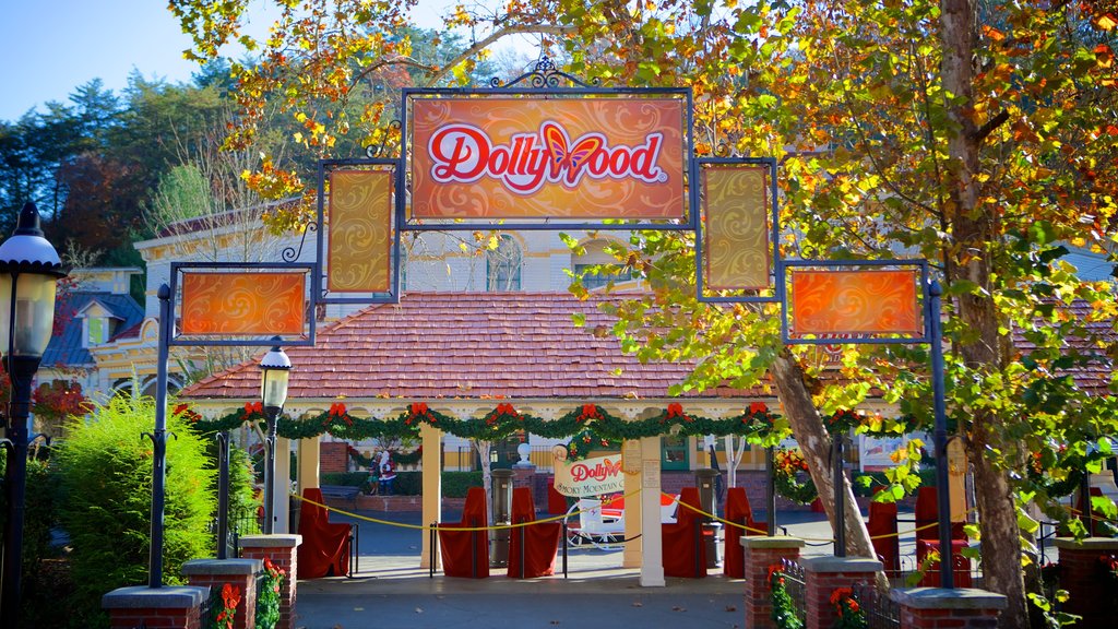 Dollywood which includes signage and rides