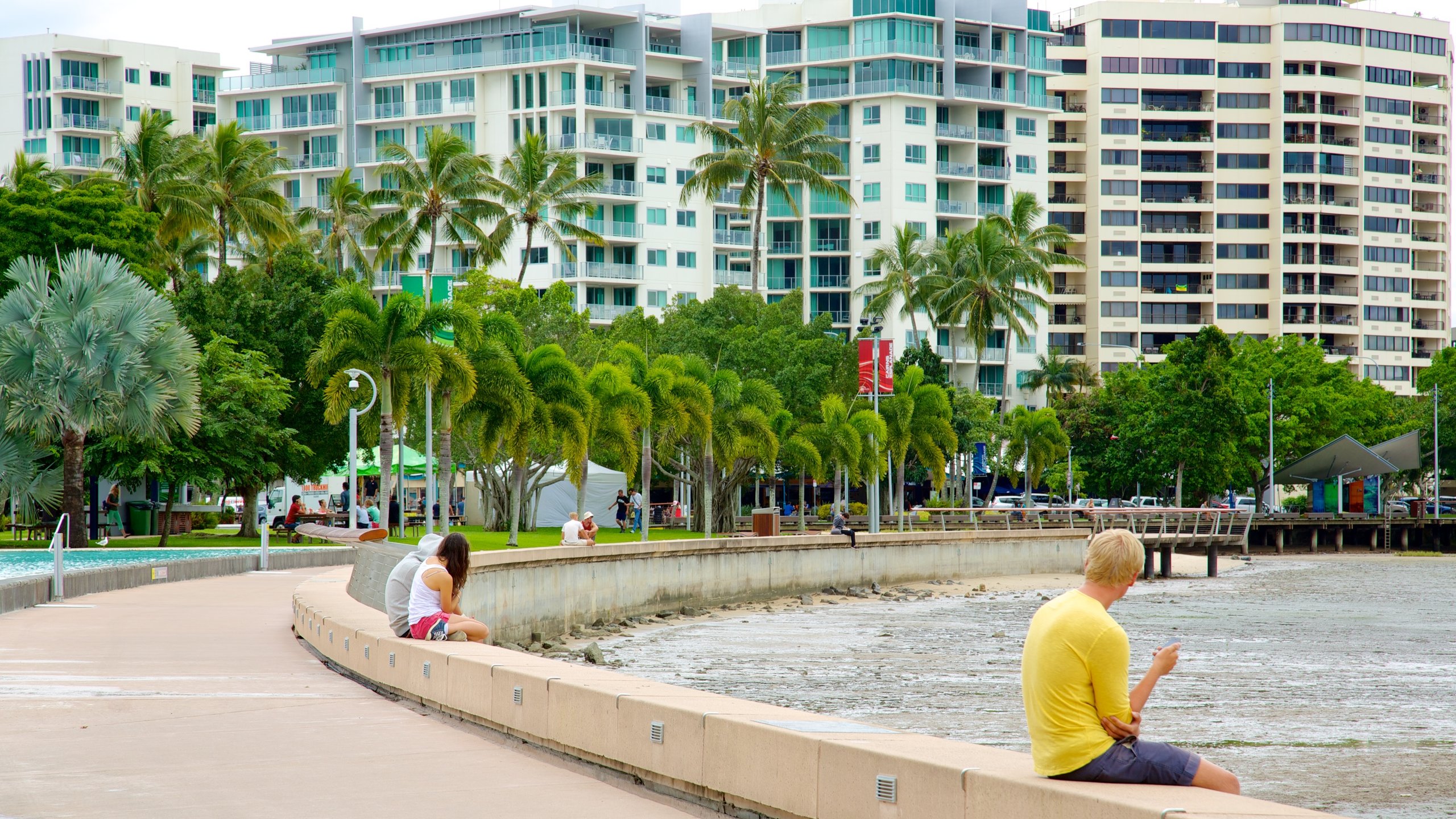 Esplanade Lagoon featuring a coastal town and a hotel