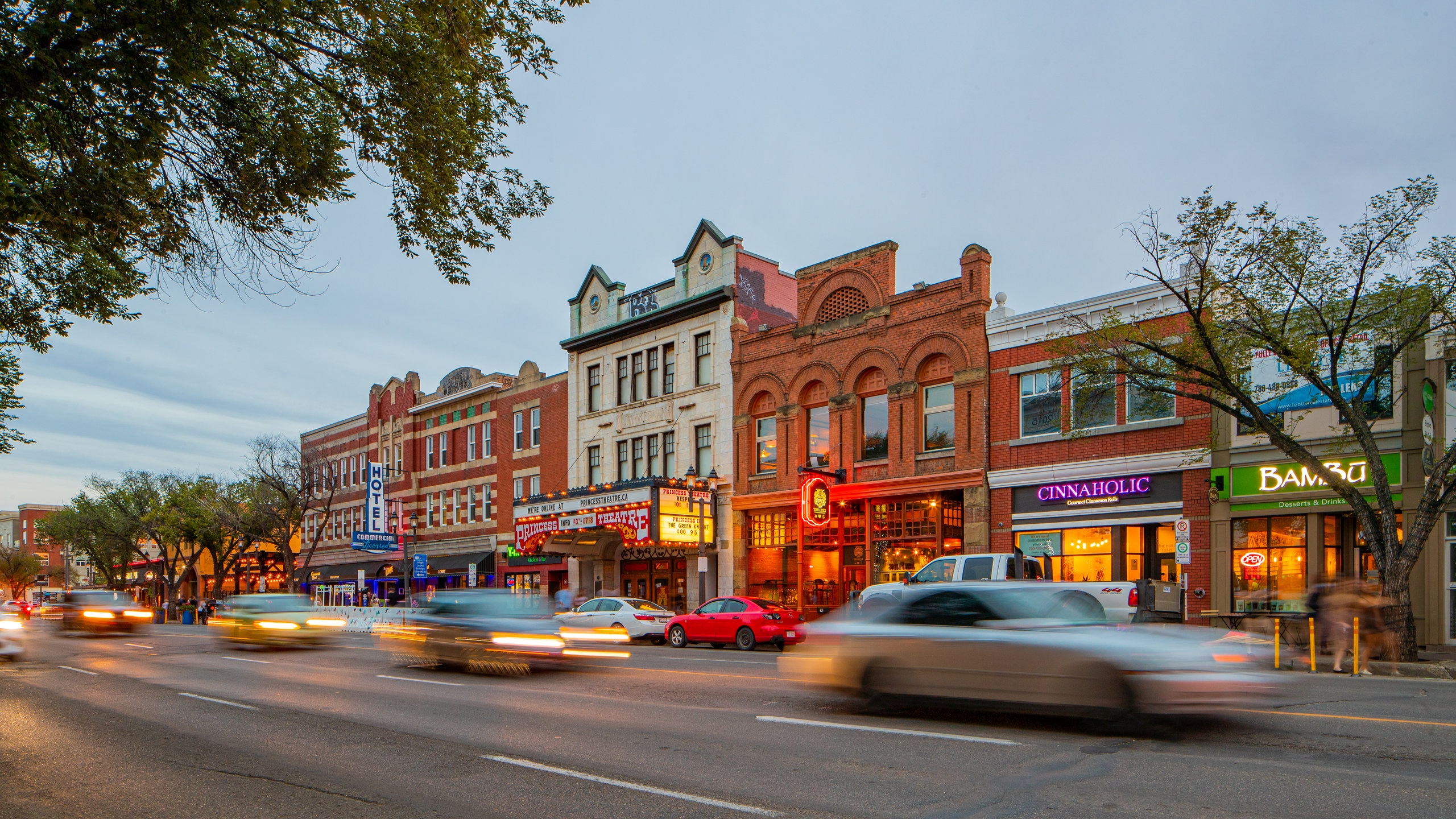 Whyte ave showing night scenes and heritage elements