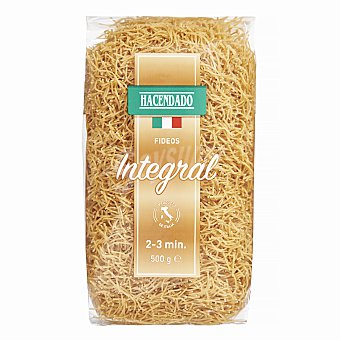 Hacendado Fideo integral pasta (alto contenido en fibra) Paquete 500 g