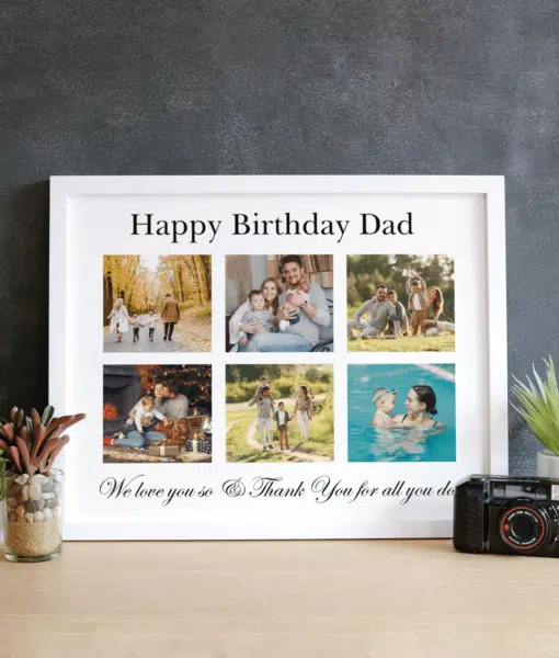 Personalised Birthday Gift for Dad – Photo Collage Frame Fathers Day Gifts