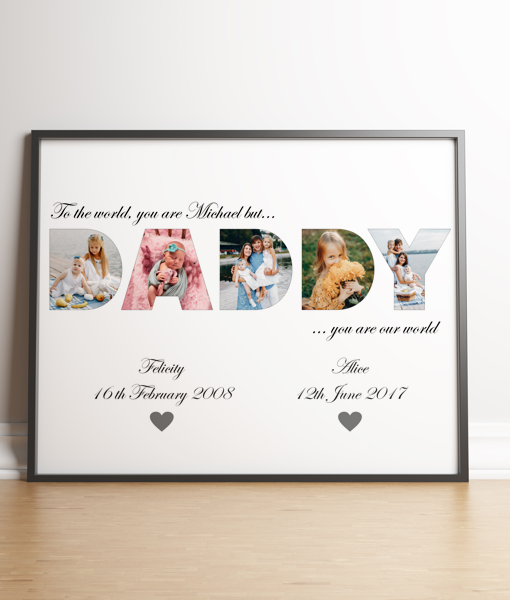 Personalised DADDY Photo Collage Frame Gift Fathers Day Gifts