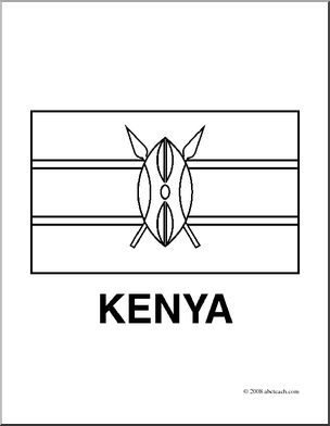 Clip Art: Flags: Kenya (coloring page) – Abcteach