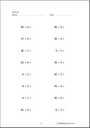 with factors up to 100 (set 5) Division – Abcteach