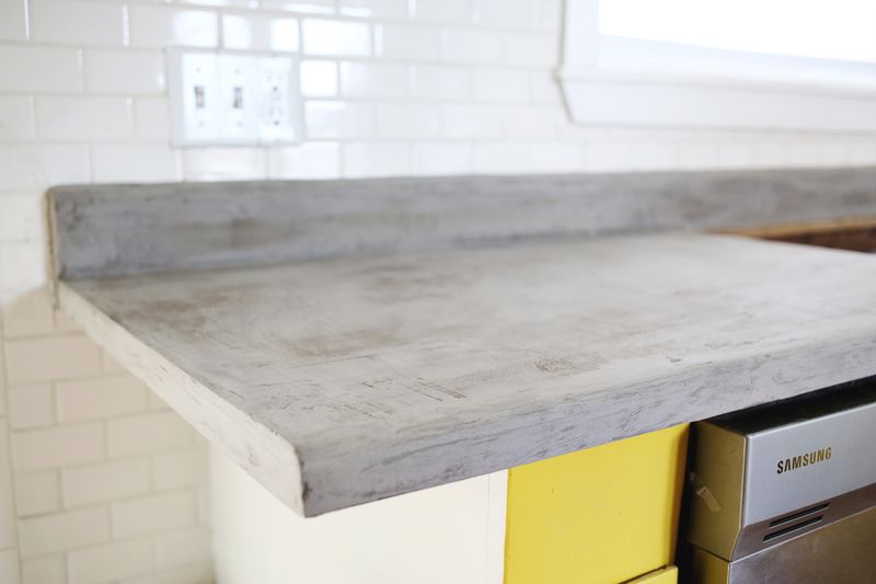 close up of dried feather finish on countertops