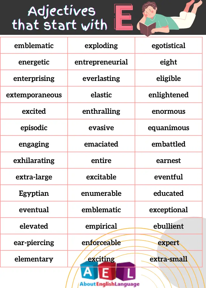 Useful Adjectives that start with E