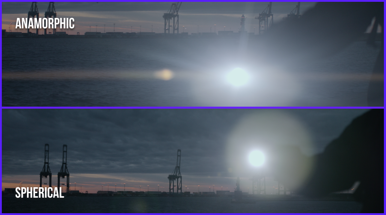 flares and lights comparison of the spherical and anamorphic footage in the night city of Aarhus Denmark