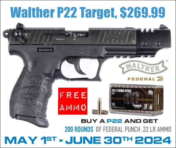 DEAL: Walther .22 LR P22 Target Pistol with FREE Federal Ammo By ...