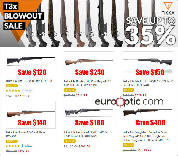 eurooptic tikka rifle rebate black friday hunting sale