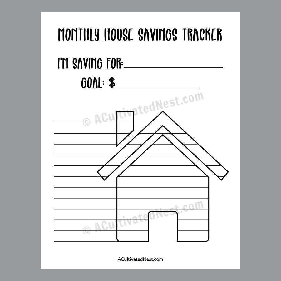 Printable House Savings Tracker Sinking Fund Tracker A Cultivated Nest