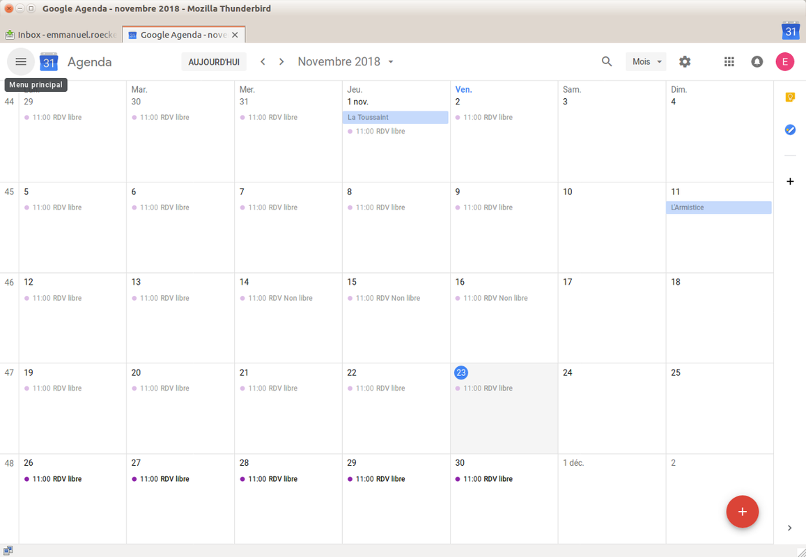 Open Google Calendar Addons for Thunderbird