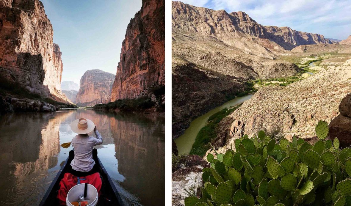 Canoeing down the Rio Grande in Texas.