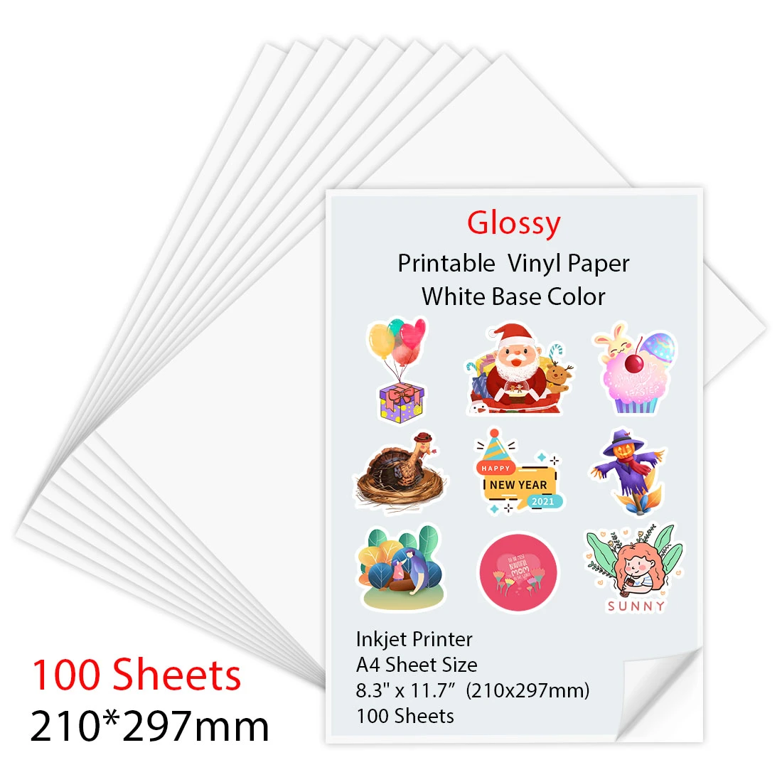 10 30 50 100sheets a4 glossy printable vinyl sticker paper inkjet printer paper 210 297mm copy paper for inkjet printer diy gift copy multipurpose paper aliexpress